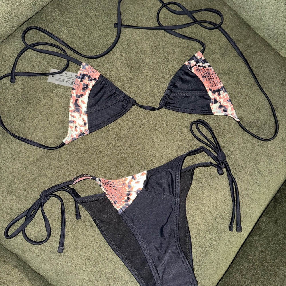 MATTE - Black and Pink Women's Bikini Set